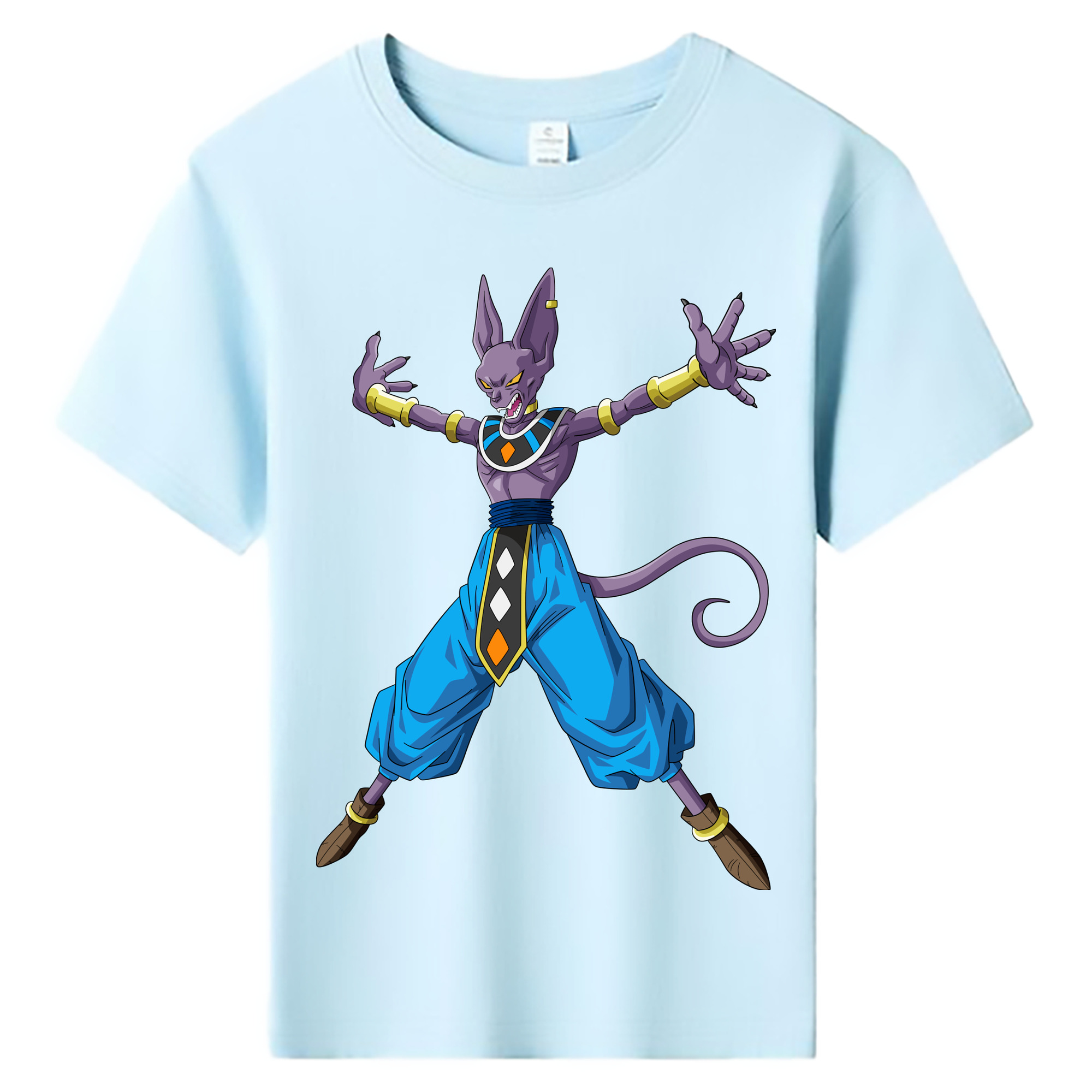 （画像用） ドラゴンボール ビルス 破壊神ビルス DRAGON BALL Beerus Birusu 綿100％キッズTシャツ（フロントプリント）